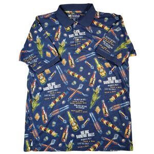 Big Dogs Polo Shirt Mens L Blue Barbecue Beer Graphic 100% Cotton Summer Party